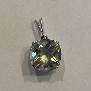 Green Amethyst Pendant Set in Silver